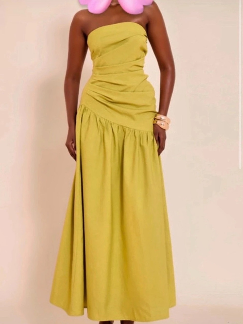 Pretty Little thing size 10 green/yellow Drop Waist Maxi Dress